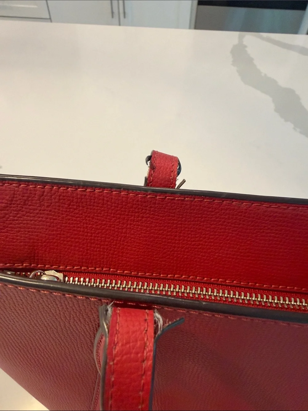 kate spade red leather tote with hanging tag